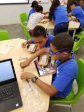 Our students prepare their first robot.