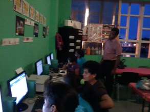 Girls working on computers