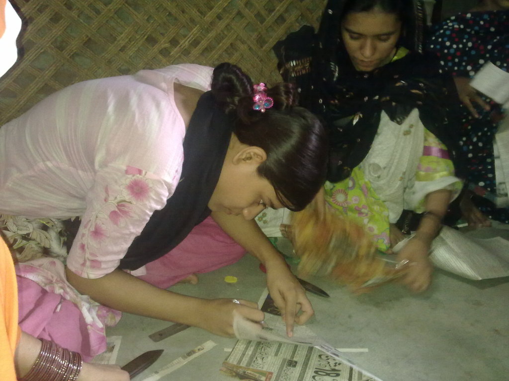 Girls learning skills during part time