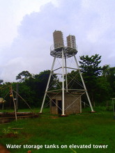 Water storage tanks on elevated tower