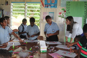 The library area being used for art classes