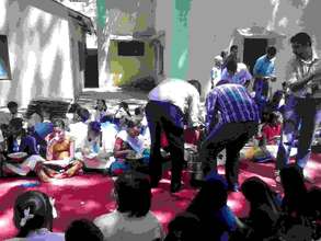 Children participating in drawing competition