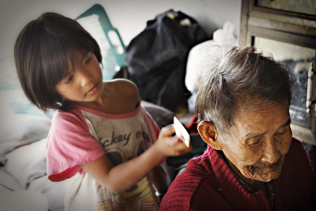 granddaughter with grandmother