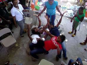 Girls engage in trust-building exercises