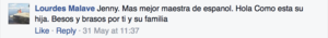 Comment from Lourdes Malave on Facebook