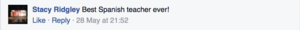 Comment by Stacy Ridgley on Facebook