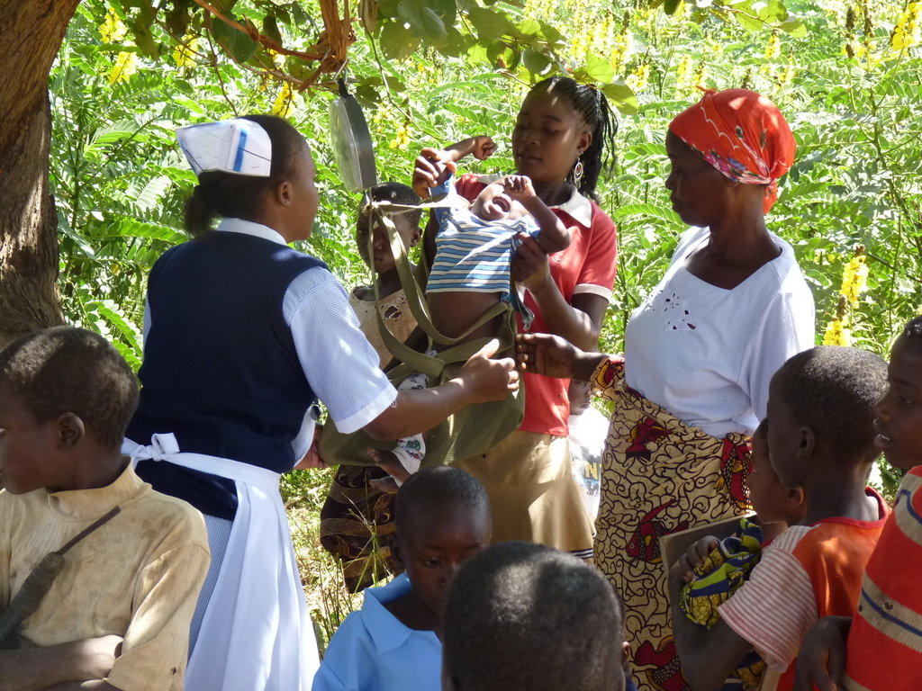 Immunization clinic and health check in Zambia