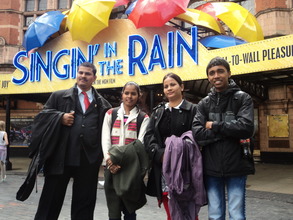 Pushpa in the UK with her teachers