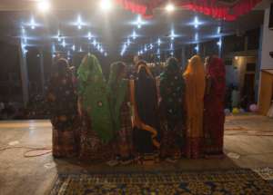 Girls prepare to perform