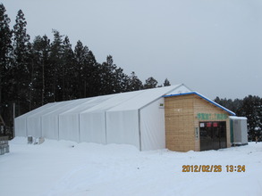 The Isatomae tent shop in snow