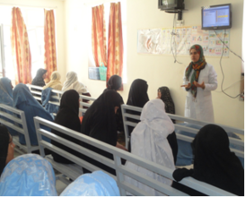 A midwife during the Health Education Session