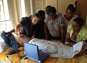 Dr. Daniel Mantuani trains nurses at Mamohau Hosp.