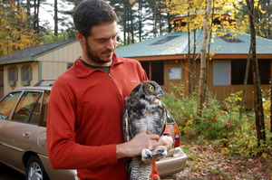 Biodiversity Research Institute checks transmitter