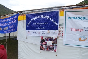 Banner at the Shey Festival Medical Camp