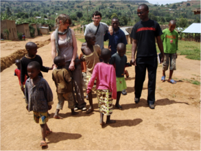 Project Volunteers with children of local village
