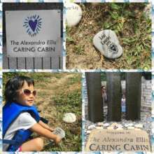 Lexi places her memorial stone at the Caring Cabin