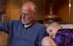 Trinity and her grandpa at the Caring Cabin