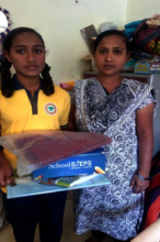Manisha and Mansi with new school stationery