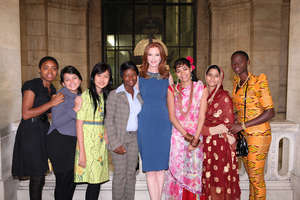 Marcia Cross with Plan Youth Ambassadors