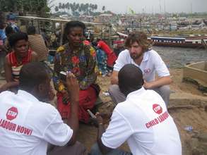 interviewing a woman whose child is rescued