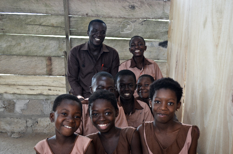 Some of the rescued kids with community volunteer