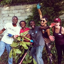 Fun conversations are enjoyed while gardening.