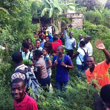 Students and teachers, excited about the new land!