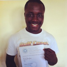 EIM student Richardson with his exam certificate