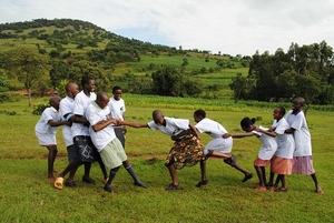Girls playing tug-of-war