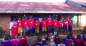 Participants receiving t-shirts