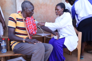 Community member receiving care at a pop-up