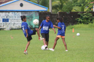 Girls from Raitipura practicing their juggling
