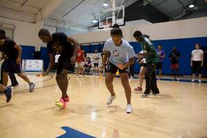 Coach Hassell at the UN Leadership Camp