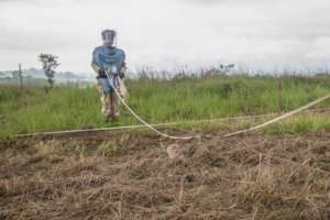 An Angola HeroRAT with trainer in the field.