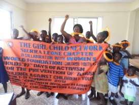 Anita Koroma with girls who have joined her clubs