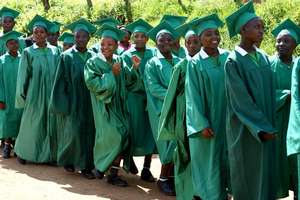 walking (and dancing!) to the graduation ceremony