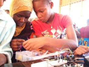 Girls in robotics club