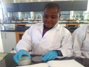 Maritina in a lab at the WiSci Camp
