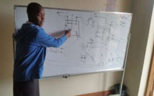 Maritina discussing the prototype design