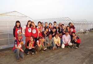 Yamamoto-cho. Helping out building green houses.