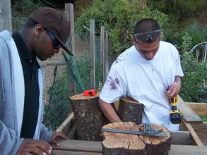 Students Cutting Wood
