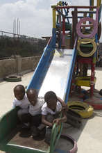 Students enjoying the rooftop playground