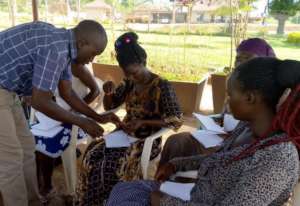 Adolescent mothers receiving practical training