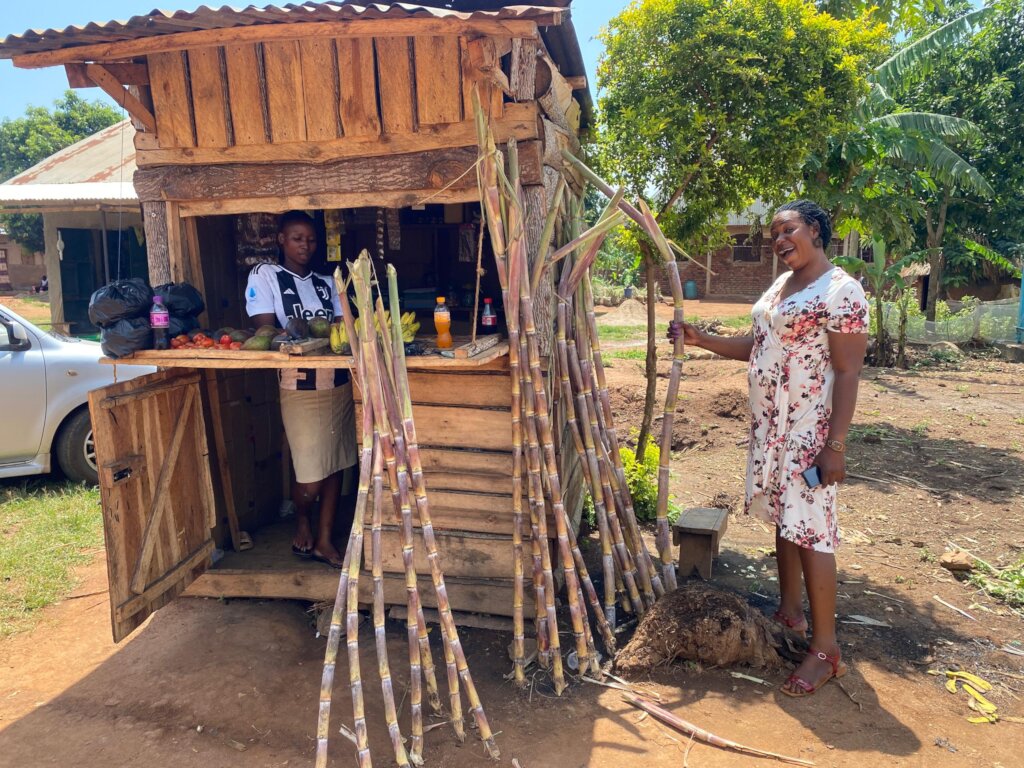 Justine's mentor stands proud at her stall