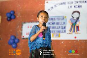 Young participant speaking in public.