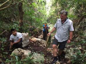 Hiking up to fields and orchards