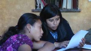 Young leaders reviewing training materials