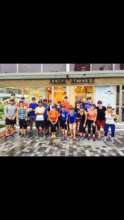 A group gathered to run