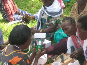 Grannies check out their new solar powered lights