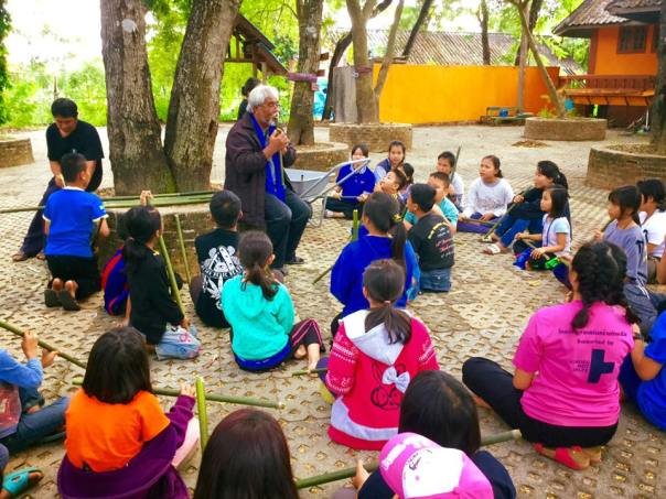 The music class with traditional Thai bamboo flute